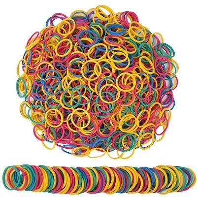 Small mini colored rubber bands for stationery use